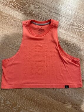 adidas Coral Crop Tank Top with Embossed Logo